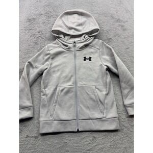 Under Armour Boys Fleece Zip Hoodie Light Gray Youth Boys Size XS Loose Fit